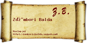 Zámbori Balda névjegykártya